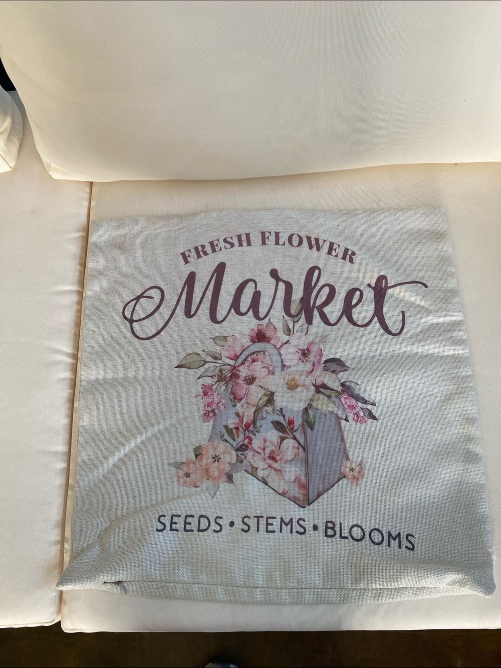 Market Floral Decorative Pillow Cover in Cream and Mauve